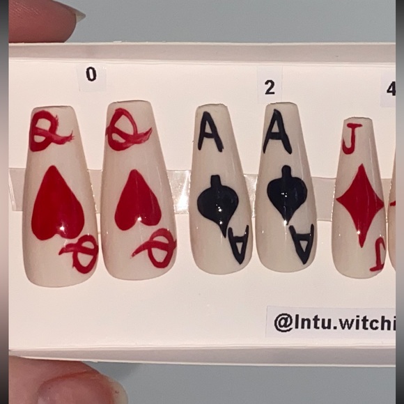 Handmade press on nails. 20 pc. Long coffin shape - Picture 3 of 11
